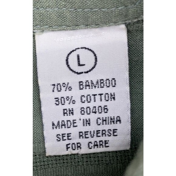 Men's L Green Bamboo Green Striped Button Up Shirt 70% Bamboo Blend Casual - Picture 6 of 6